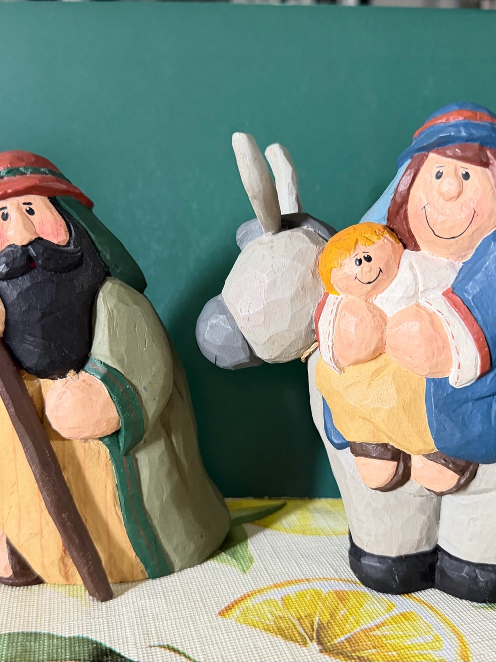 Vintage Eddie Walker Nativity scene Mary, Joseph, and Baby Jesus.